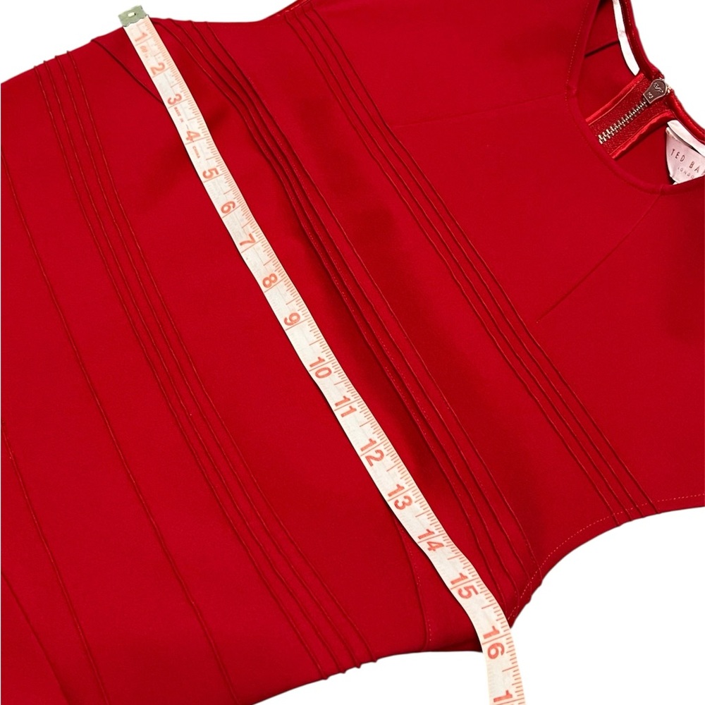 NWT TED BAKER LONDON flared skirt detail dress in bright red size 2 (USA size 6) - Picture 7 of 12
